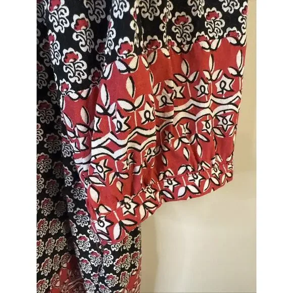 Saint Tropez West Top Womens 2x Boho Red & Blue Colorful 3/4 Length Sleeves - Picture 4 of 11